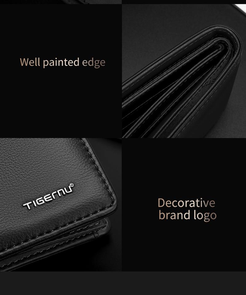 Product Introduction of Tigernu Men's Wallet PU Leather Purse Fashion Men Short Wallet Business Coin Pocket Credit Card Holder Male Small Money Bags With Gift Box Member Price T-S8008 24