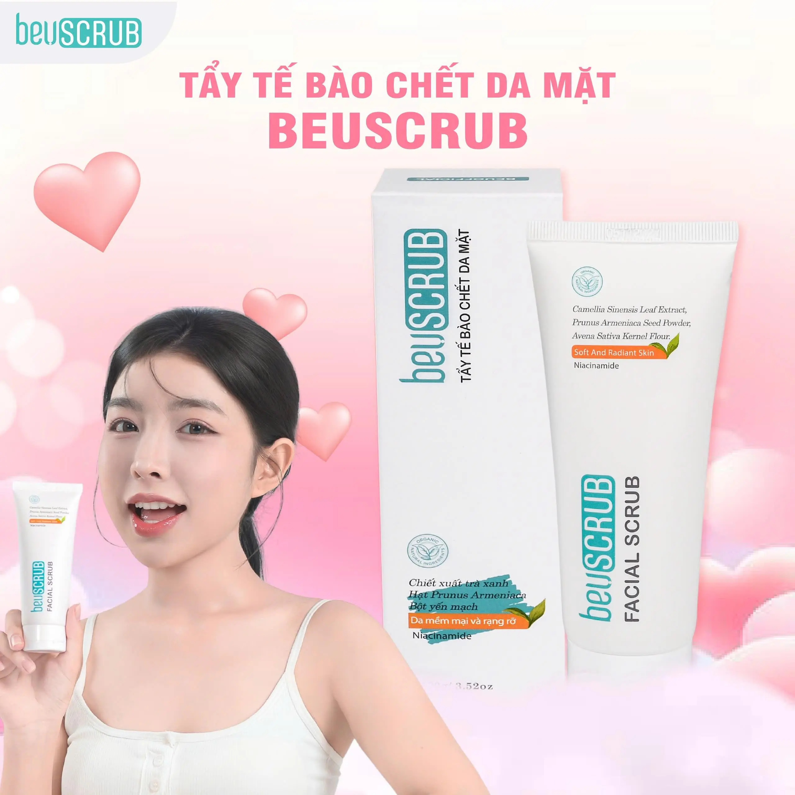 BEUSCRUB Tẩy Tế Bào Chết Da Cho Mặt 100g - Skincare Nam Nữ Làm Đẹp Da, Hỗ Trợ Làm Sạch Da, Dưỡng Ẩm Dịu Nhẹ, Giúp Da Mịn Màng và Tươi Sáng Skincare  Women Cho Da khô nhạy cảm - TDC151 phục hồi