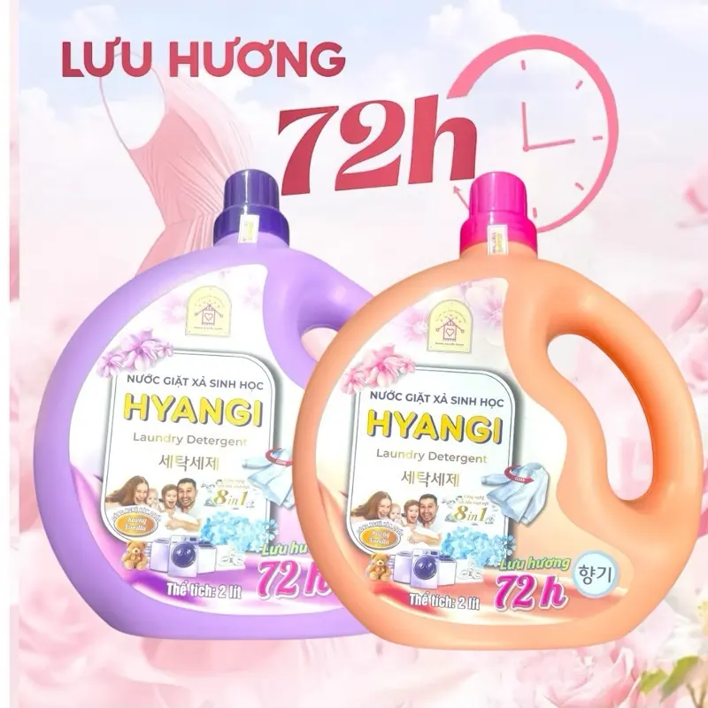 Nước giặt xả sinh học cao cấp HYANGI.Đậm đặc,sạch,thơm,diệt khuẩn,giữ màu,khử mùi hôi,tanh.Hàng chính hãng.2lit 0