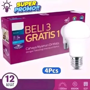 Super Promo Lampu Bohlam PhIlips LED 12Watt (BELI 3 GRATIS 1) Multipack Cahaya Teranggg