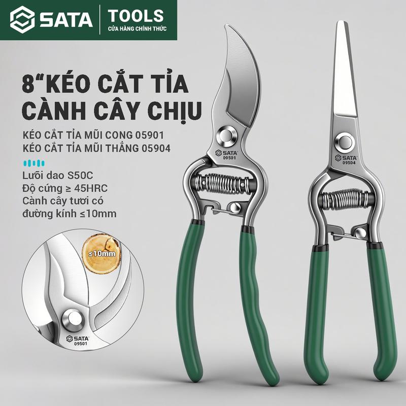  SATA Kéo cắt tỉa 8 inch chính hãng 05901 - kéo cắt tỉa cây cảnh-kéo cắt tỉa hoa trong vườn-kéo cắt cành cây cảnh gia đình 05904 Kéo cắt tỉa 