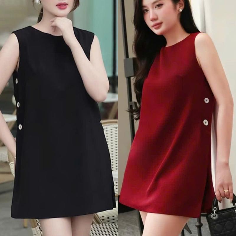 Set đồ nữ xinh bigsize set bộ đi chơi mùa hè áo form dài giấu quần xẻ lai 2 bên + quần short lưng sau thun ESHOP set đồ bigsize nữ đi tiệc sang chảnh du lịch hè A408 Top women
