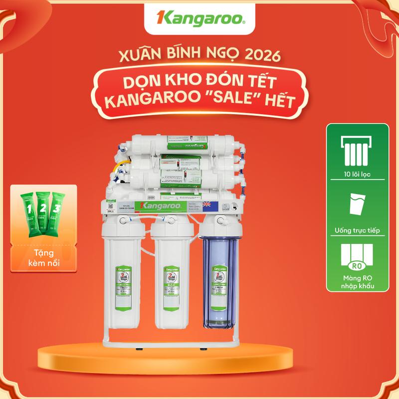 L Free lắp đặt tận nhà -Máy lọc nước RO 10 lõi Kangaroo KGRP10- Máy để gầm bếp.