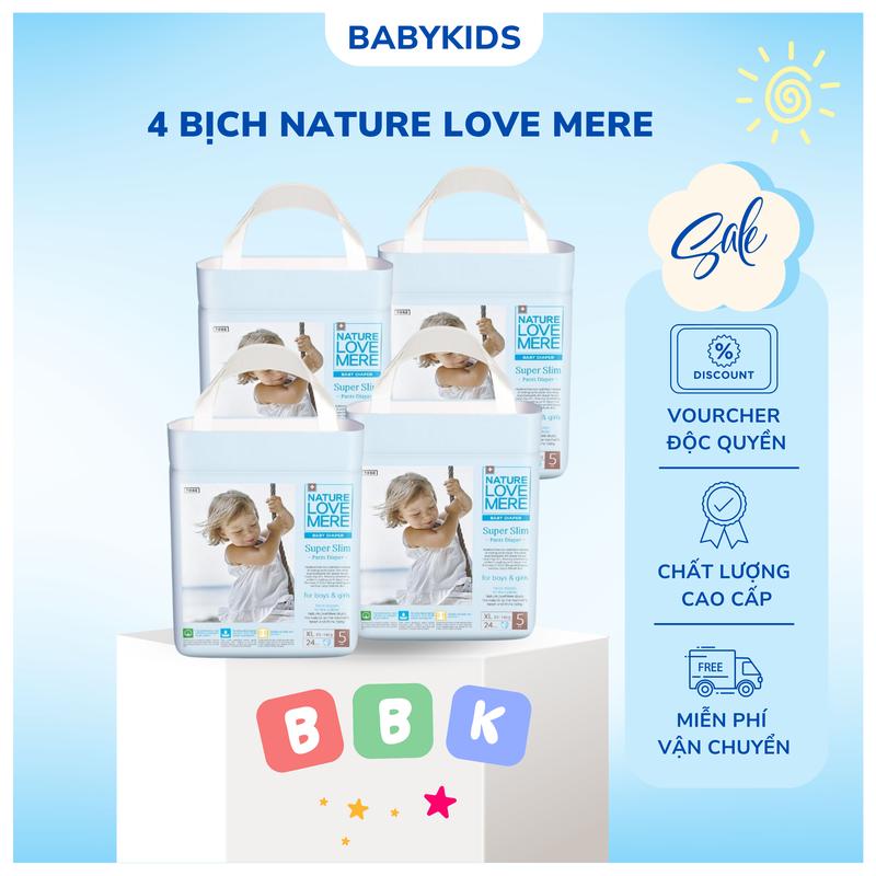 BBK 1 Thùng 4 bịch bỉm hè Nature Love Mere mẫu mới mềm mỏng thoáng mát cho bé