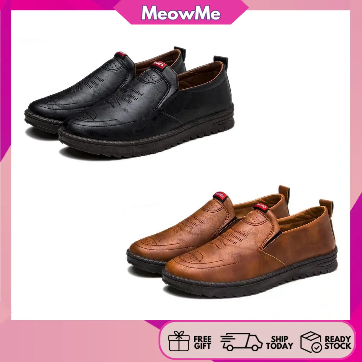 READY STOCK MeowMe Kasut Lelaki Sneaker PU Loafer Shoes Fashion Outdoor Shoes Flat 277