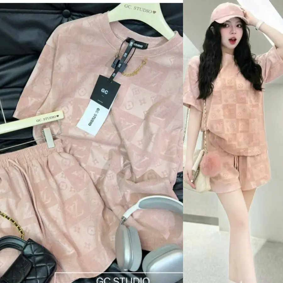 Set nữ eo vì ô vuông hồng ngọt ngào outfit mùa hè basic