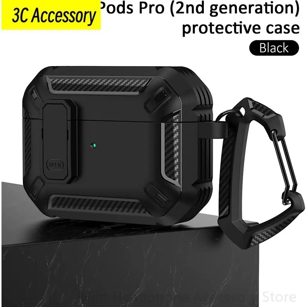 ST- carbon fibre for airpods Pro 2 Case With Swih headset Case Shockproof Cover For Men Case for airpods Pro 1 2 Air 3 Case