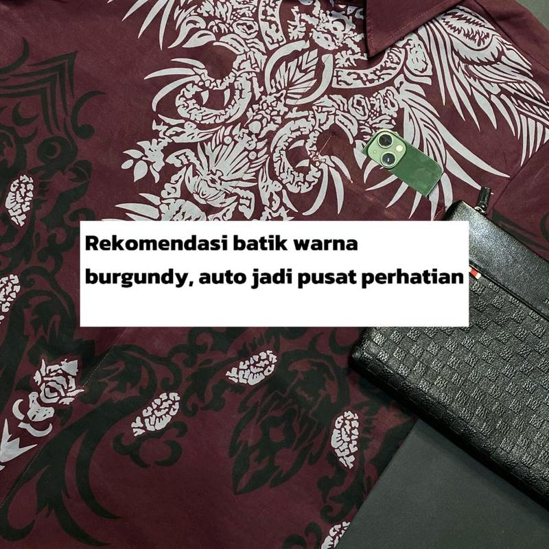 Abimana burgundi kemeja batik pria slimfit lapis furing full body terbaru 2