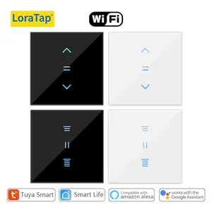 LoraTap Tuya Smart Life WiFi Curtains Blinds Switch Roller Shutters Motor Switch Backlight Style Google Home Alexa Voice Control - Style 1 White