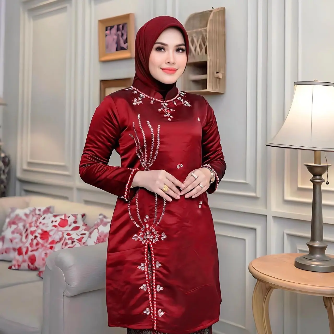 Atasan kurung payet mewah basiba tunik payet baju seragaman pesta