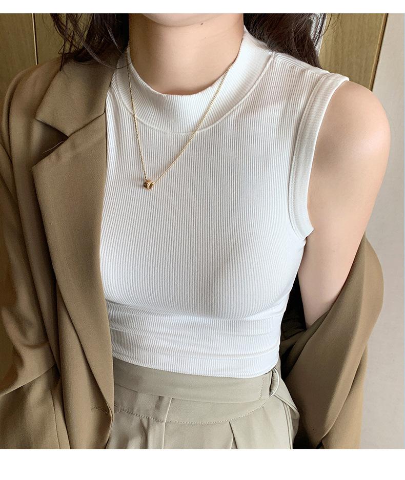 Product Introduction of Round neck thread base shirt for women with sleeveless vest suspender cover for breasts outside and inner tops new style hot base underwear outside and strapless beautiful back top 8