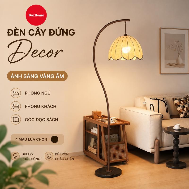 Đèn cây đứng trang trí decor phòng ngủ khách làm việc phong cách châu âu sang trọng hiện đại, đèn trang trí nhà cửa D8