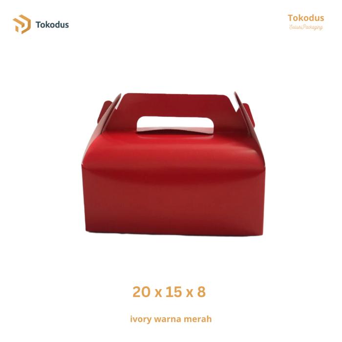 Gambar Tokodus TKI - Gable Box/Box Jinjing 20x15x8 cm Ivory Merah roti kue kering snack dan hampers Kardus Hantaran Dessert Box Desain Inovatif Mudah Digunakan dan Dilepas dari Tokodus TKI Kab. Bandung Tokopedia