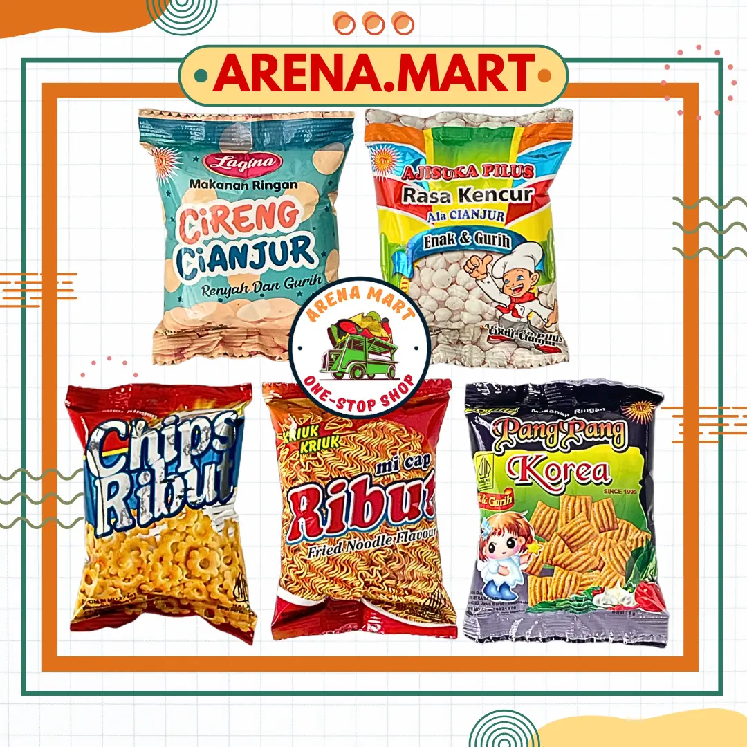 Snack Jadul Pangpang Pang Pang Korea / Ajisuka Aji Suka Pilus Kencur Cikur Cianjur / Cireng Cianjur / Chips Ribut Chip / Mie Ribut Mie