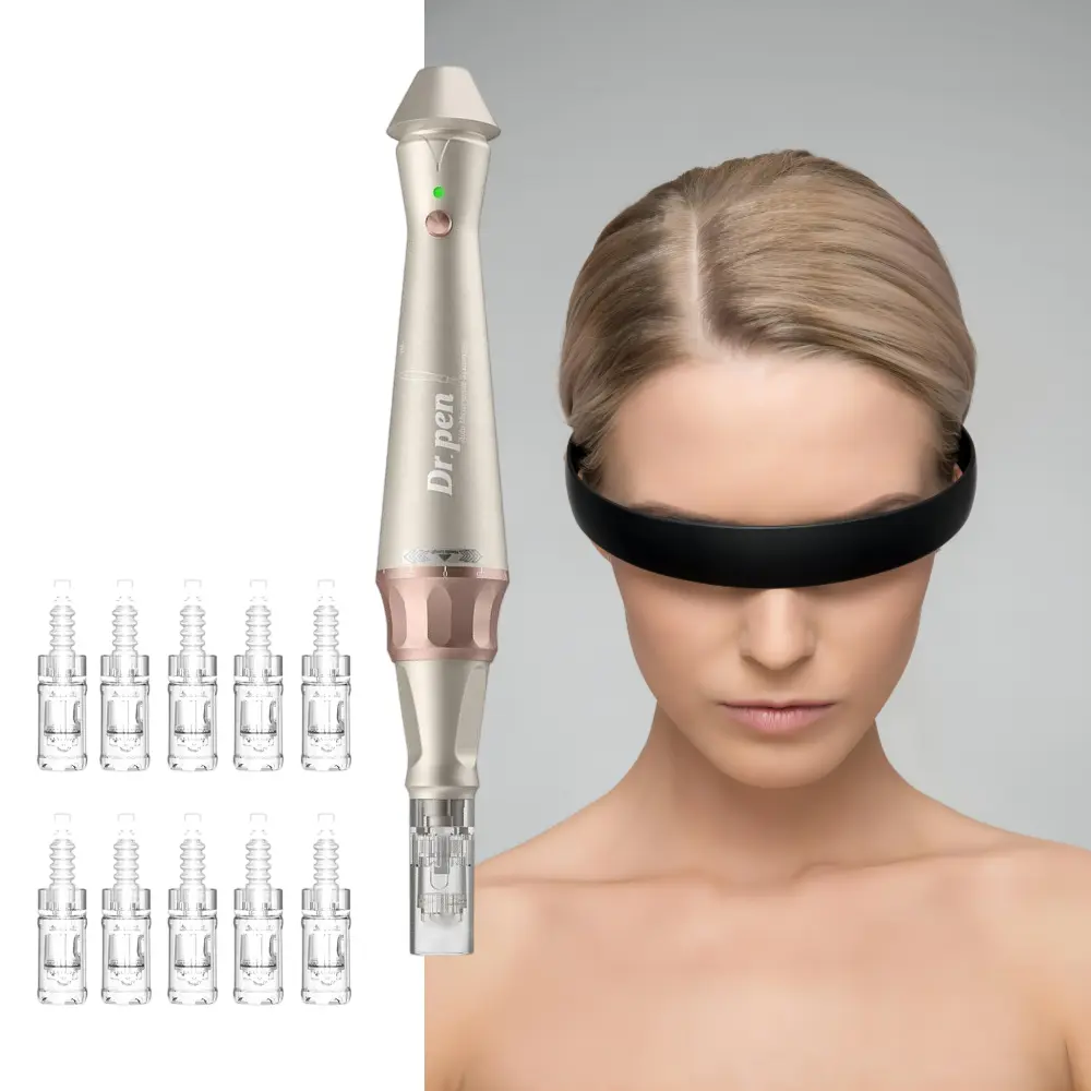 with 10pcs Round Nano Cartridges - Dr. Pen Ult E30W Microneedling Pen, Authentic Multi-function Wireless Beauty Pen, Trusty Skin Care Tool Kit for Fast Results 6 speed