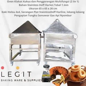 Oven Klakat Kukus dan Penggorengan Multifungsi (2 in 1) Bahan Stainless Doff Hairline Tebal 1 mm Jumbo Ukuran 65x65x26 cm Pengapian Tungku Semawar Gas Api Nyembur TERMURAH