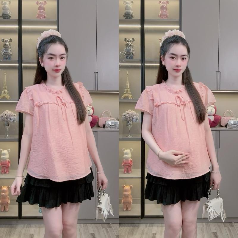 ẢNH THẬT 40 - 80kg Áo Bầu Cổ Nơ Tiểu Thư Babydoll Ngọt Ngào Đi Chơi Đi Làm Đều Hợp