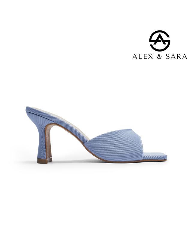 AL204 - Alex Sara Dép Cao Gót Mũi Vuông Da Mờ Quai Bản 7cm Nữ Shoes