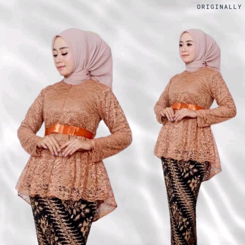 Set Baju Kebaya Aurora Brokat Premium Mix Rok Plisket - Dress Wanita Terlaris 6