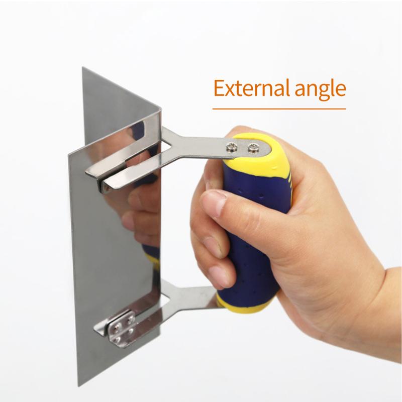 Product Introduction of Corner Trowel Stainless Steel with Grip Handle Professional Plastering Tool Wall Repair Tool for Mudding Drywall Scraping 22