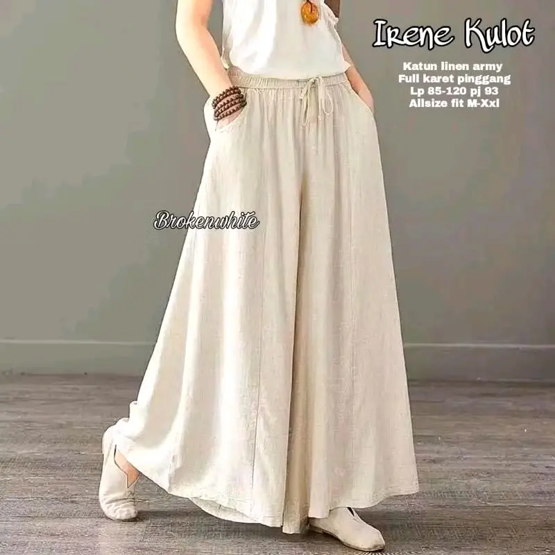 Celana kulot super jumbo terbaru kain Katun Linen Original Panjang Wanita 4