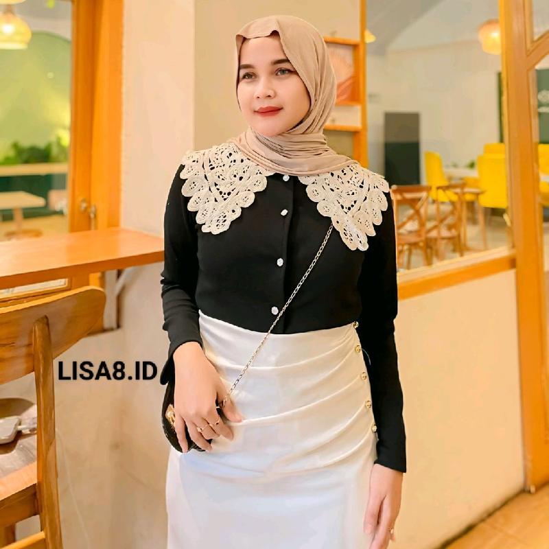 Pororo Blouse Knit Premium melar Puff Renda halus Atasan wanita Korean Style Kekinian 2