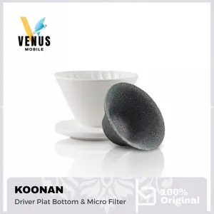 Koonan V60 Dripper Flat Bottom Kopi Multi Hole + Reusable Ceramic Stone Micro Filter Penyaring manual brew