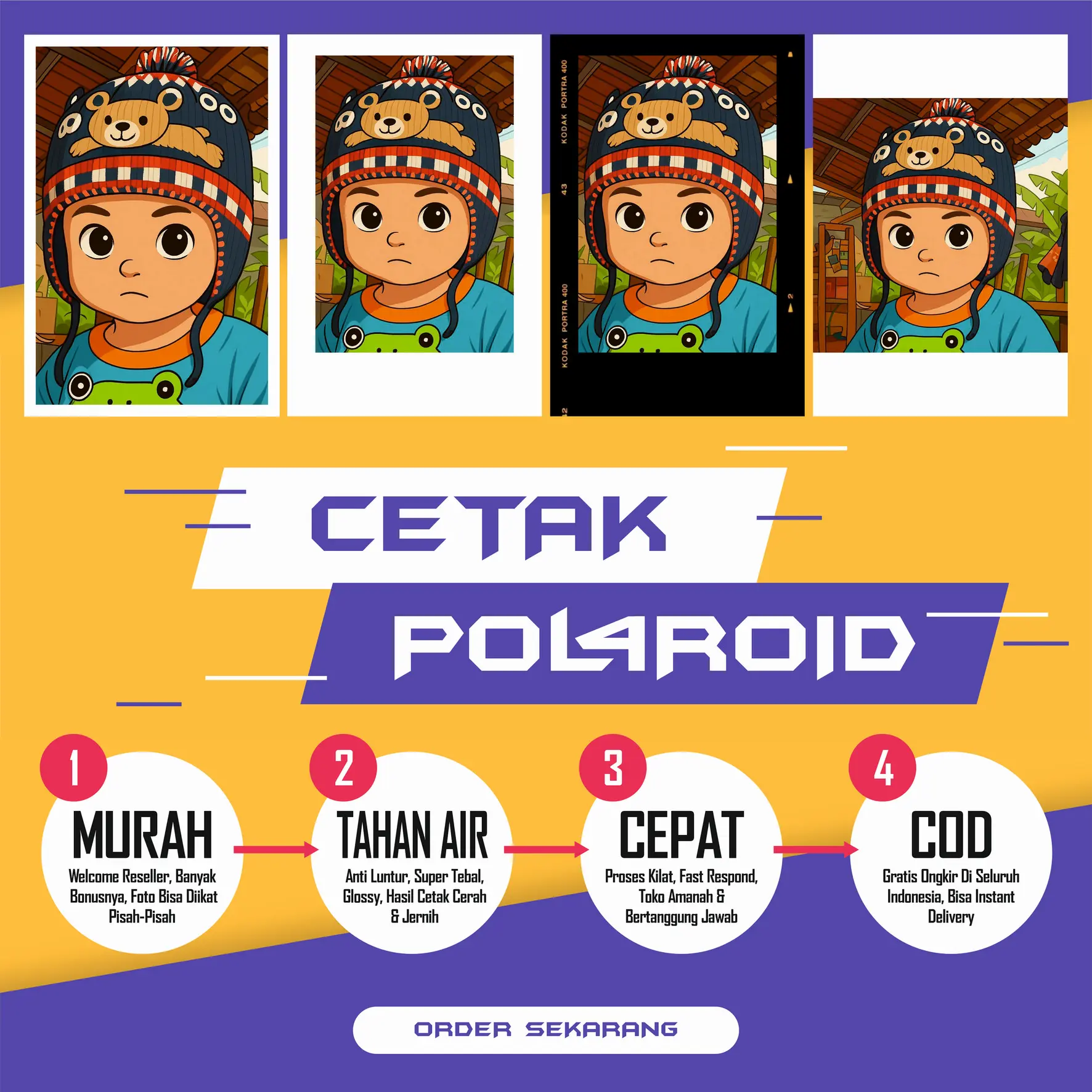 Cetak Foto 6R Pol4roid Custom Proses Cepat