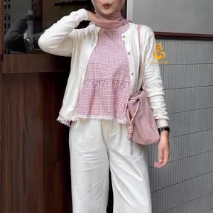 Jena Vest Inner - Atasan Wanita Sleeveless Top - Inner Tanpa Lengan - Gingham Top