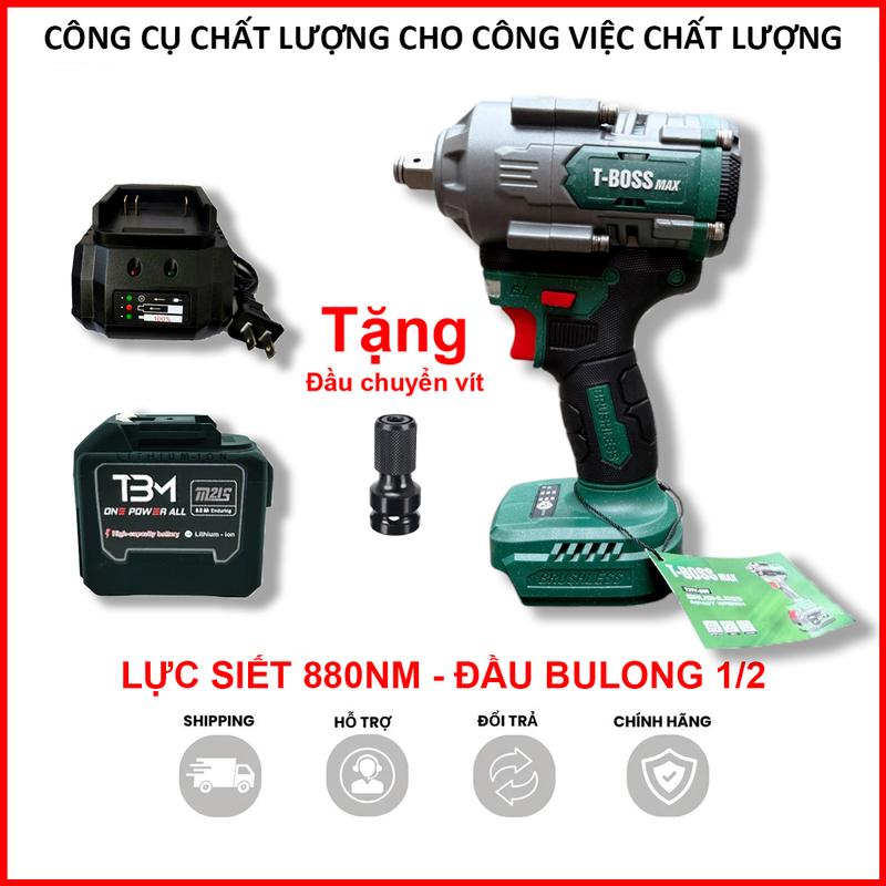  Thân Máy Siết Bu Lông Tboss-MAX 880Nm Chính Hãng 3 Cấp Chỉnh Tốc Chân Pin Phổ Thông Makita Động Cơ Lõi Đồng Không Chổi Than 