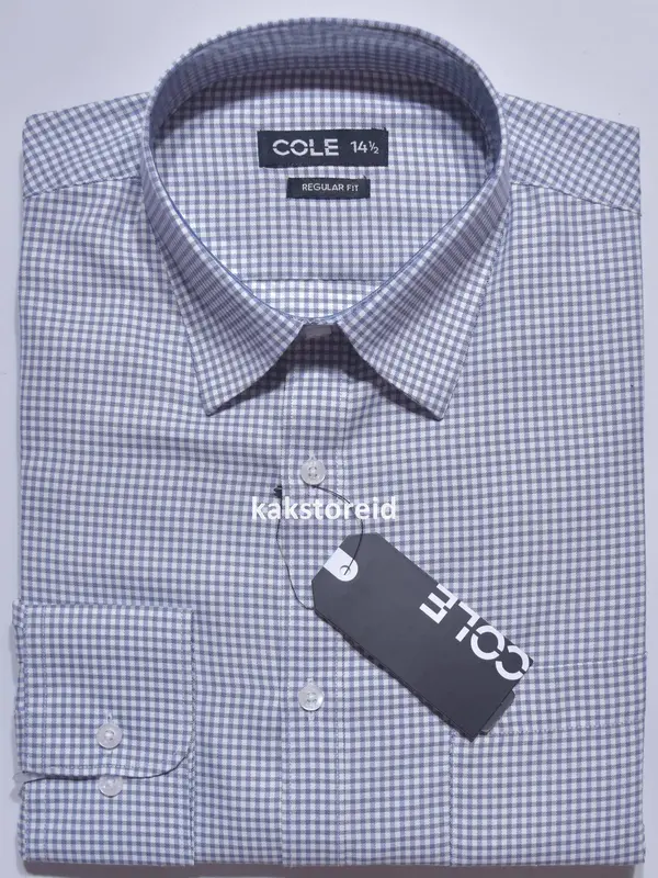 Kemeja Pria Formal Lengan Panjang COL* Biru Navy Kotak-kotak Reguler COR 490 COLEC Kemeja Murah 0