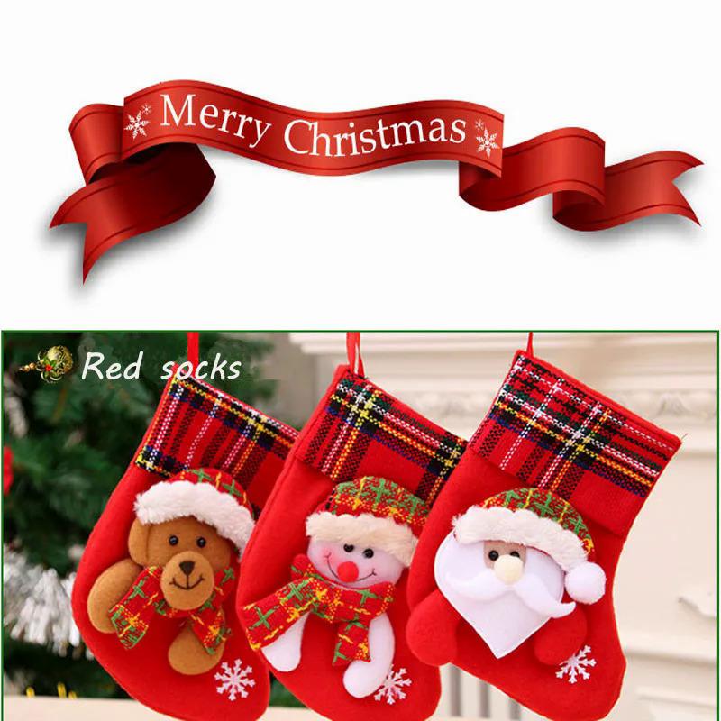Product Introduction of New Christmas Stockings Christmas Tree Decoration Ornaments Pendant Small Boots Children New Year Santa Claus Gift Socks 18