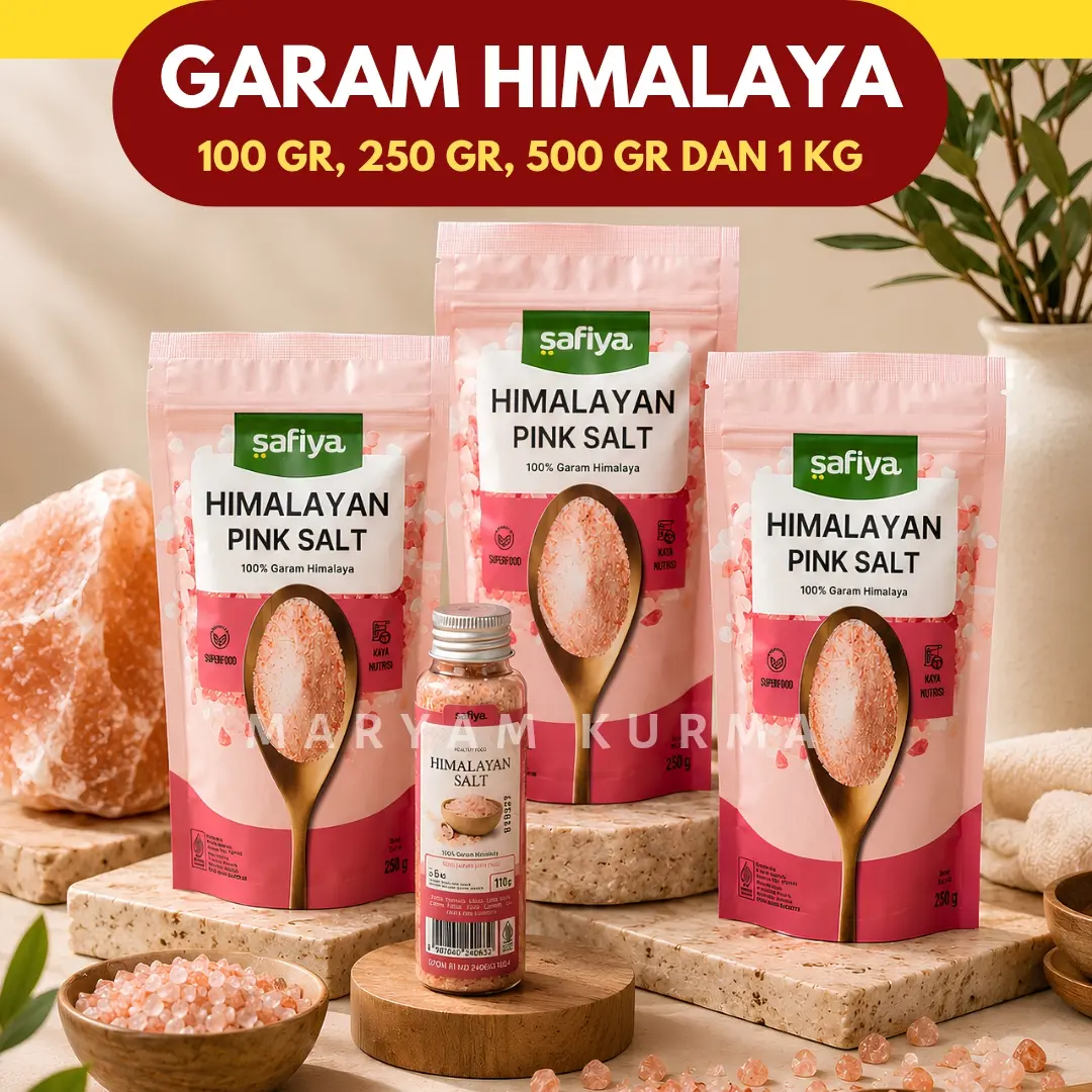 Safiya Himalayan Pink Salt 100g / 250g / 500g / 1kg - Garam Himalaya Murni Organik MPASI Diet Sehat