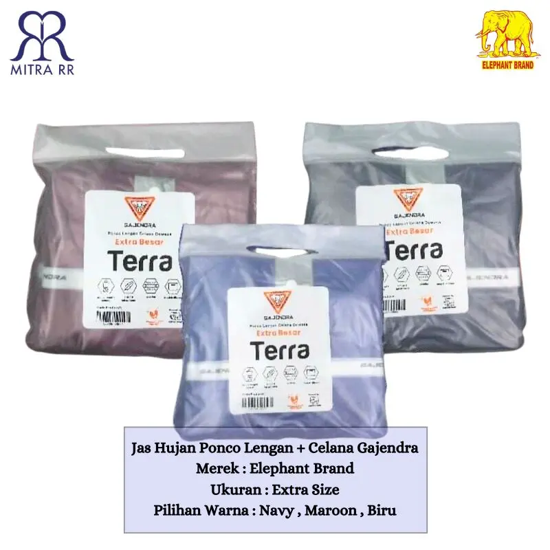 Jas Hujan Poncho Lengan Celana Gajendra Big Size | Jas Hujan Ponco Dewasa Pria Wanita PVC Tebal By Elephant Brand 3