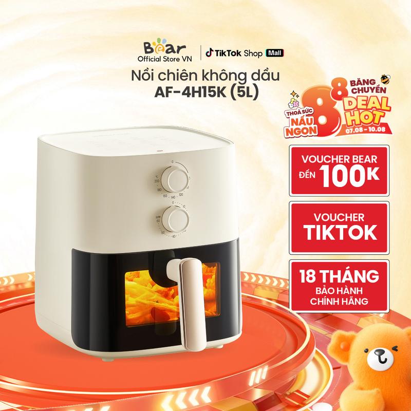 Nồi chiên không dầu 5 lít Bear AF-4H15K công nghệ xoáy 4D