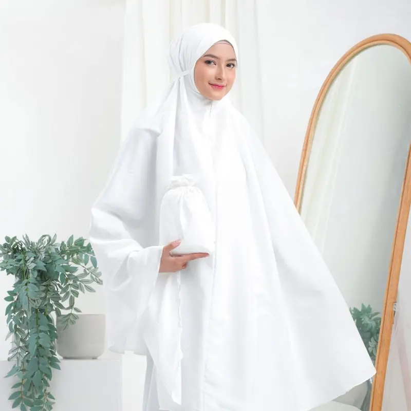 Dzakiyya - Mukena Aura  2in 1 Travelling Bahan Katun Atasan Lembut Nyaman Panjang Wanita Muslim Hitam Dewasa 3