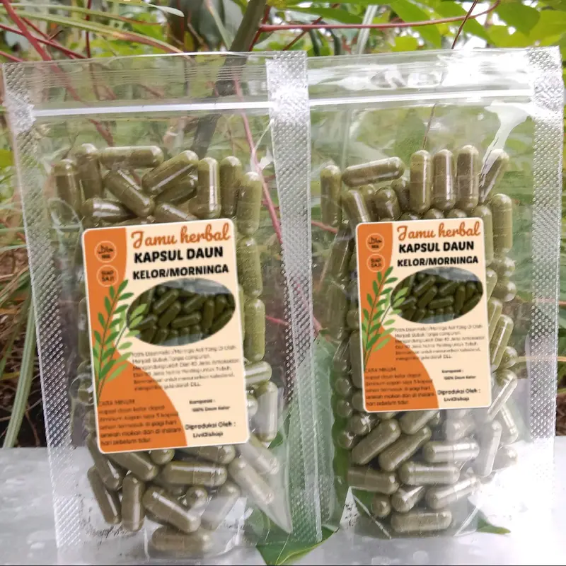 KAPSUL DAUN KELOR/MORINGA ASLI 100% DAUN KELOR ISI KAPSUL 60 0
