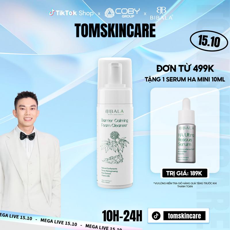 Bọt rửa mặt chiết xuất Tam Thất  sạch da và làm dịu BARRIER CALMING FOAM CLEANSER BIBALA 150ML