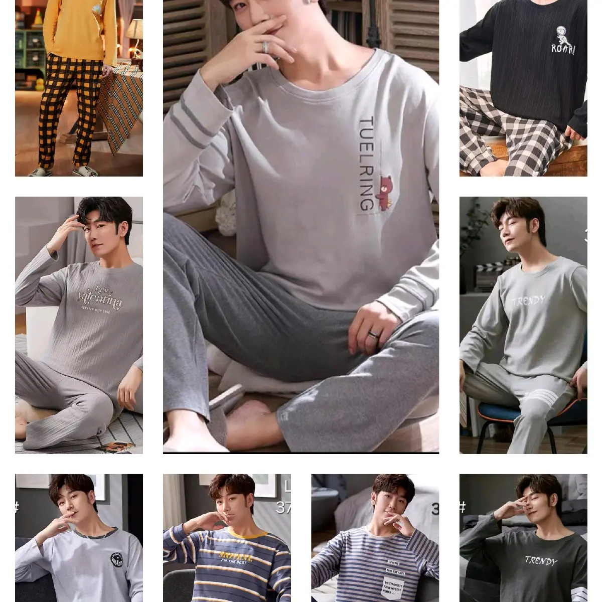 BAJU TIDUR PIYAMA PRIA  STELAN PANJANG KAOS Cowok