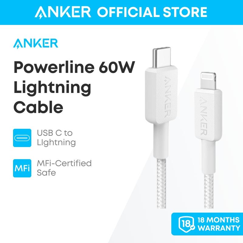 Anker 322 PowerLine USB C to Lightning Cable 3ft/0.9mn, 6ft/1.8m 60W Fast Charging - A81B5/6