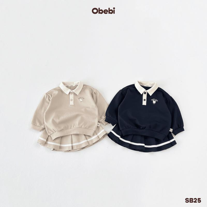 SB25 Set Bộ Polo Chân Váy Thời Trang Thu Đông Đáng Yêu Cho Bé Gái Obebi