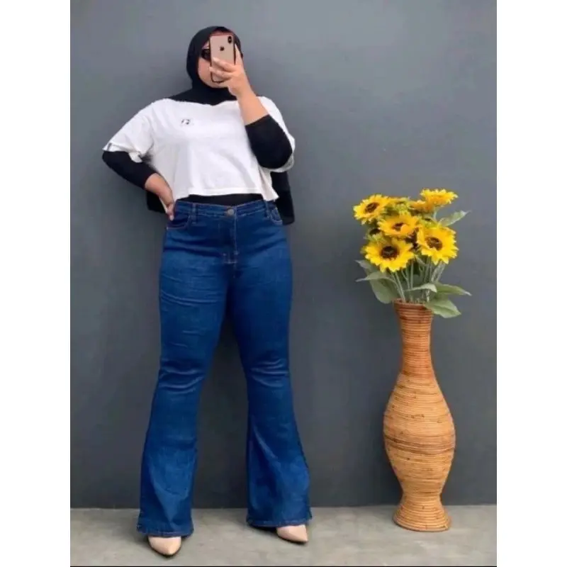 Celana Cutbray Jeans Wanita Jumbo-Highwaist Jeans Cutbray Loose Bigsize premium Panjang Cewek