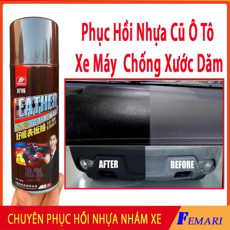 Chai phục hồi nhựa xe máy ô tô - Dưỡng nhựa nhám - Làm đen nhựa nhám - Làm mới nhựa cũ,ghế da Sprayking DSQ