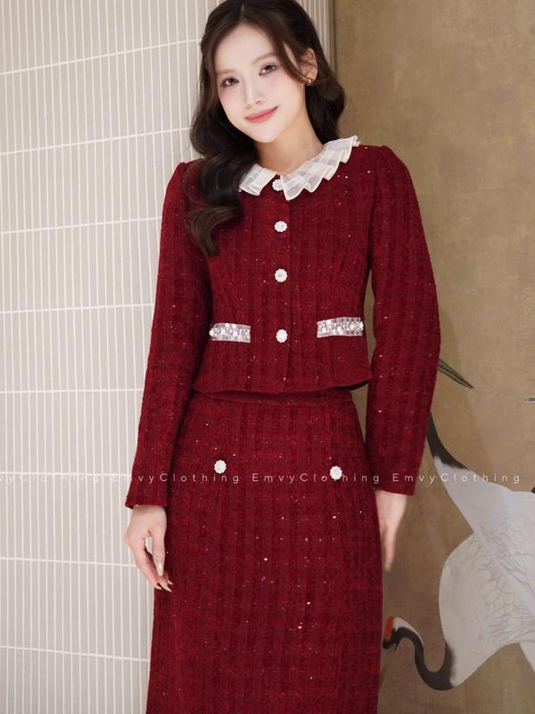EV113-Emvy Clothing Set váy dạ tweed ánh kim sa cao cấp cổ ren rời thnah lịch sang trọng đi chơi dự tiệc | BigBuy360 - bigbuy360.vn EV113-Emvy Clothing Set váy dạ tweed ánh kim sa cao cấp cổ ren rời thnah lịch sang trọng đi chơi dự tiệc | BigBuy360 - bigbuy360.vn