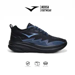 Noxsa Footwear - Sepatu Running Lari Pria Wanita Olahraga Sport Velocity Hitam Navy