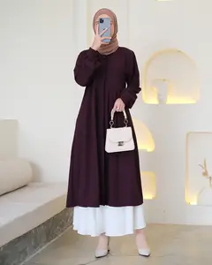 Amara Long Tunik - Baju Atasan Wanita Kekinian Terbaru - Tunik Kondangan Full Kancing Busui Wudhu Freindly