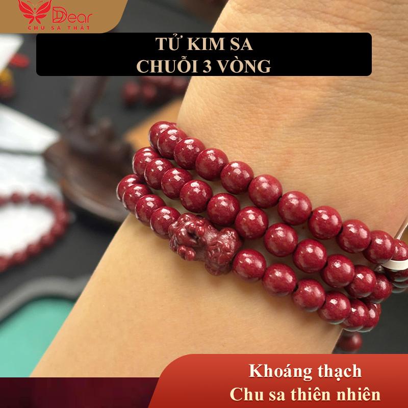 Chuỗi 3 Vòng Chu Sa Tử Kim Sa Tỳ Hưu Trang Sức Đá Quý Cao Cấp Chu Sa Tự Nhiên Phong Cách Thanh Lịch Phù Hợp Đeo Hằng Ngày Hàng Mới Về Xu Hướng Tiktok Dear Fashion Jewelry