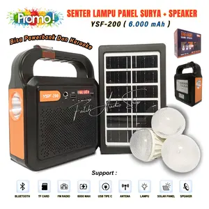 Solar Light Lampu Panel Surya YSF-200 Dengan 3 Bohlam - Solar Lighting System Lampu Emergency Tenaga Matahari Panel Surya YSF 200 [ BISA BAYAR DITEMPAT ]~FAS