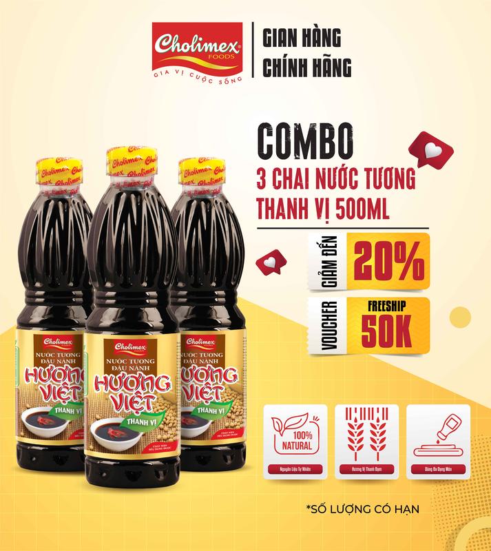 Combo 3 Chai Nước Tương Hương Việt Thanh Vị 500ml – Nước tương thơm ngon, thanh đậm, tự nhiên
