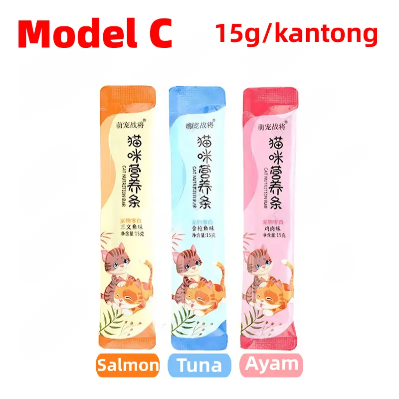 Snack Kucing Cemilan Kucing - Multi Rasa Tuna Salmon Premium CREAMY CAT Camilan Sehat Disukai Kucing 6